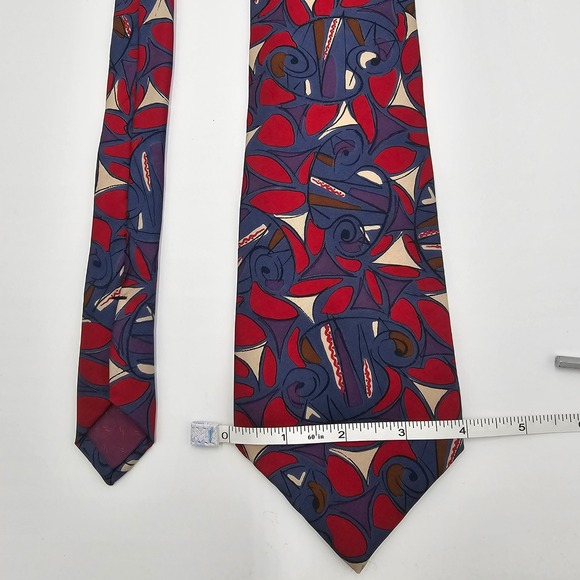 Swing Other - 1990s vintage SWING Mens 100% Silk Necktie Blue Red Abstract Pattern